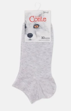 Krótkie bawełniane skarpetki damskie sportowe jasnoszare 3DSOCKS