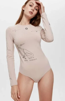 LBD 1430 Bawełniane body damskie z wzorami tatuaży