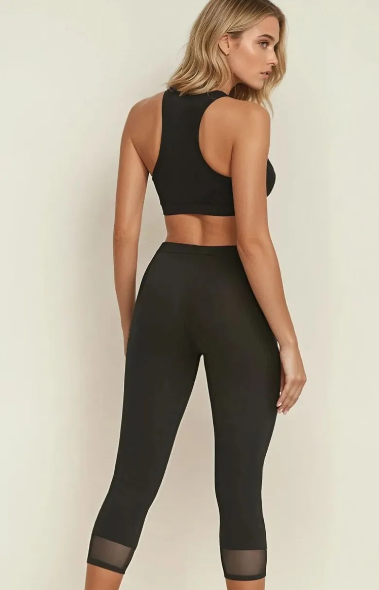 Legginsy damskie bawełniane czarne 3/4 Glamo 2203