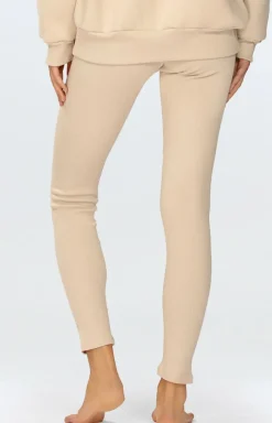 Damskie DKaren Legginsy|Legginsy Damskie - egginy prążkowane dakie beżowe Oeye