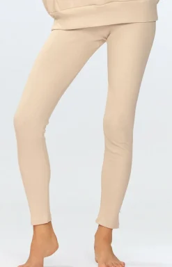 Damskie DKaren Legginsy|Legginsy Damskie - egginy prążkowane dakie beżowe Oeye