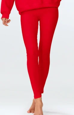 Legginsy prążkowane damskie czerwone Oseye