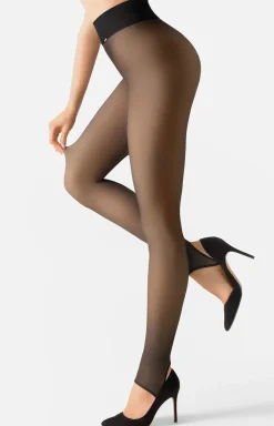 Damskie LEGS Legginsy|Legginsy Damskie - Legginsy termiczne z efektem cienkich rajstop z zapiętkami 671 Skin Thermo
