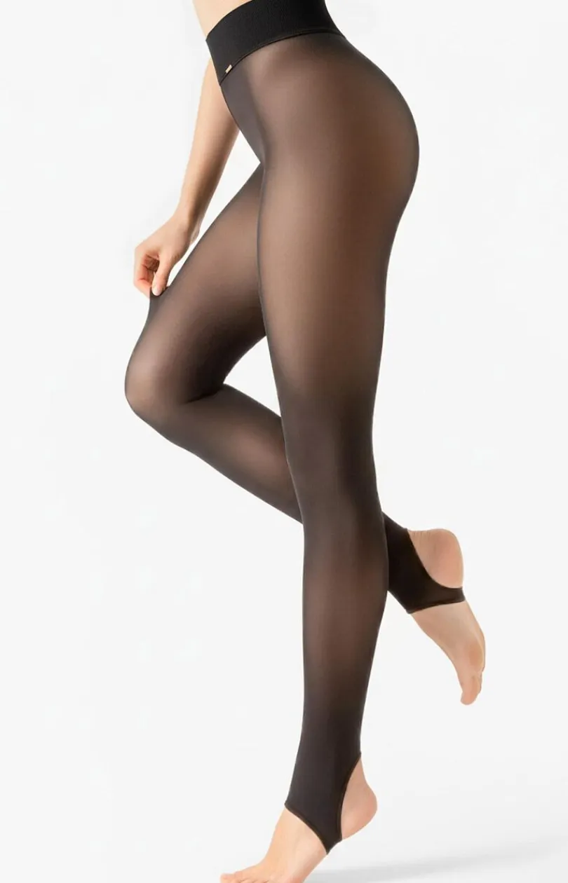 Damskie LEGS Legginsy|Legginsy Damskie - Legginsy termiczne z efektem cienkich rajstop z zapiętkami 671 Skin Thermo