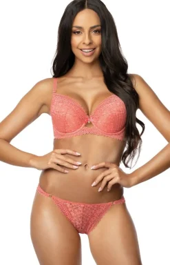 Maddie biustonosz koronkowy push-up w kolorze koralowym M-3633/11/1