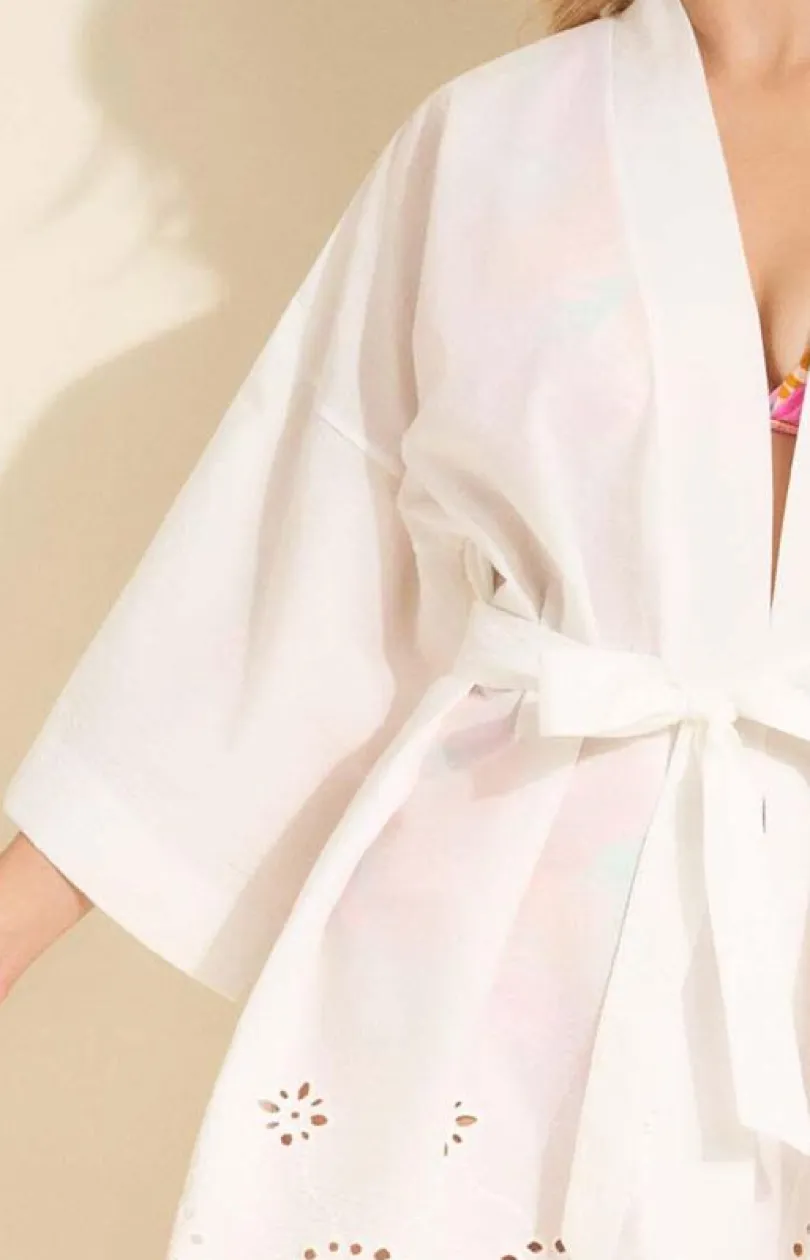 Marilyn Parea I Sukienki Plażowe - bawełniane kimono plażowe wiązane w pasie Boho