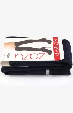 Damskie Marilyn Zakolanówki Damskie - bawełniane zakolanówki granatowe Zazu B20