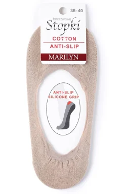 Marilyn beżowe stopki damskie z silikonem Cotton Anti-Slip