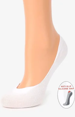 Marilyn Skarpetki - białe stopki damskie z silikonem Cotton Anti-Slip