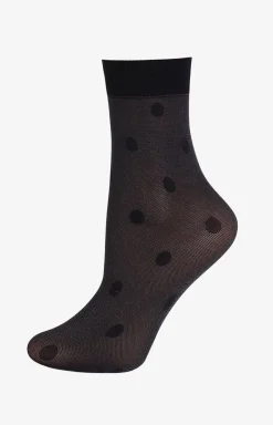 Damskie Marilyn Skarpetki|Skarpetki Rajstopowe - czarne skarpetki w grochy Shine Dots