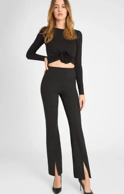 Marilyn Legginsy damskie czarne z efektownym rozcięciem 853 Flared