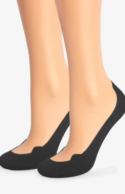 Damskie Marilyn Skarpetki|Skarpety Stopki - 2-pack stopki damskie bawełniane z silikonem czarne E23