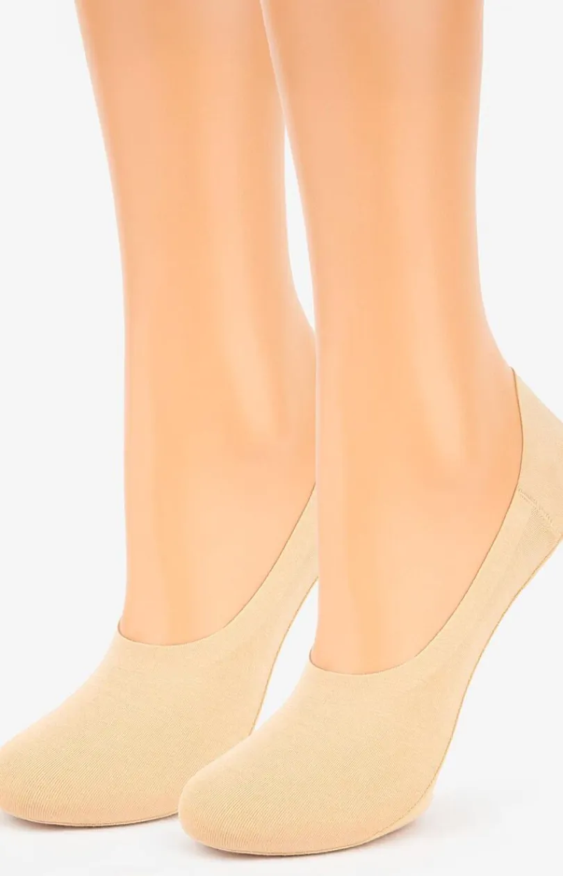 Damskie Marilyn Skarpetki|Skarpety Stopki - 2-pack stopki damskie z silikonem beżowe Discreet