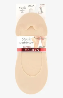 Marilyn 2-pak stopki damskie beżowe z silikonem Comfort Low