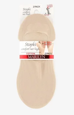Damskie Marilyn Skarpety Stopki|Skarpetki - 2-pak stopki damskie beżowe z lekkiej siateczki Comfort Net High