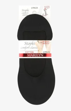 Marilyn 2-pak stopki damskie czarne z silikonem Comfort Classic