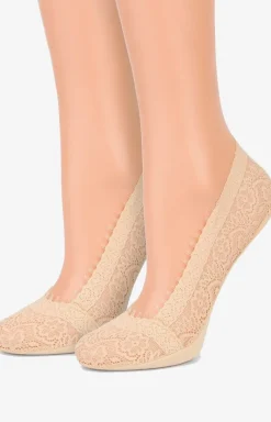 Marilyn Skarpetki - 2-pak stopki koronkowe beżowe Comfort Lace