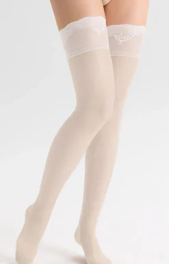 Marilyn pończochy samonośne z ozdobną koronką białe Coco T25 20 DEN