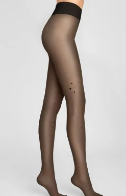 Marilyn Rajstopy|Rajstopy Plus Size - rajstopy damskie z subtelnym wzorem serc cieliste Allure E0