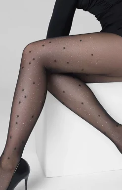 Marilyn rajstopy transparentne z brokatem w motyw gwiazdek 20 DEN Allure F04