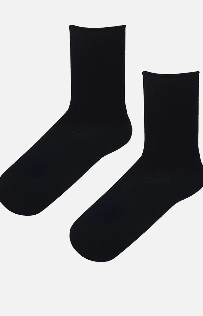 Marilyn skarpetki damskie bezuciskowe z jedwabiem czarne Silk Sock No Stress