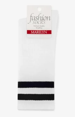 Marilyn skarpetki damskie białe w sportowym stylu Two Straps