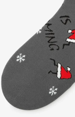 Męskie Marilyn Skarpety Męskie - Skarpety męskie grafitowe z motywem czapek Mikołaja Xmas Hat