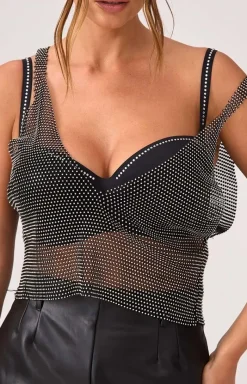 Marilyn Moda - top z siateczki zdobionej kryształkami Brillant