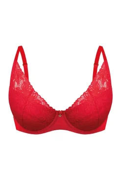 Mefemi koronkowy biustonosz push-up czerwony Laura