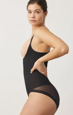 YSABEL MORA Body|Bielizna Wyszczuplająca - odeujące body daskie z otwarty biuste czarne 19621