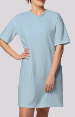 Damskie Mona Koszula Nocna Bawełniana - bawełniana koszula nocna damska jasnoniebieska Bliss Plus Size