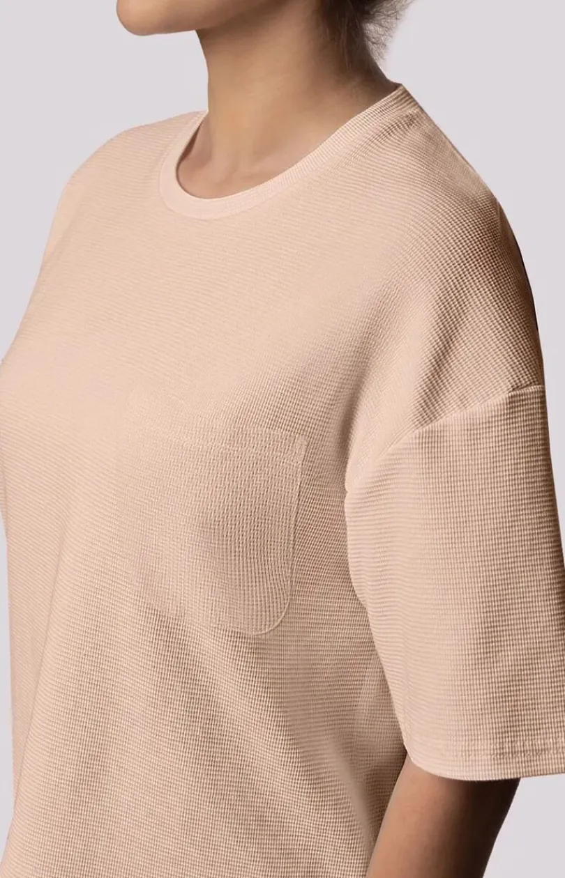 Damskie Mona Piżamy Bawełniane|Piżamy Damskie Krótkie - bawełniana piżama damska beżowa Cozy Short Sleeve Plus Size