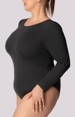 Mona Body - body damskie z długim rękawem szare Longsleeve Base Plus Size