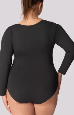 Mona Body - body damskie z długim rękawem szare Longsleeve Base Plus Size