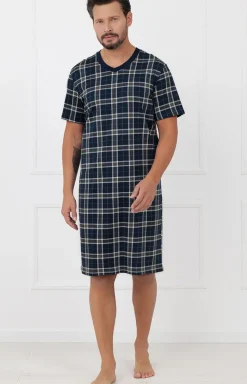 Męskie Italian Fashion Piżamy Męskie - Męska koszula nocna z krótkim rękawem Andreas