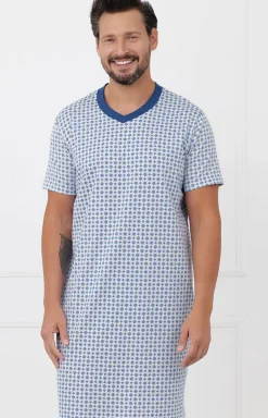 Męskie Italian Fashion Piżamy Męskie - Męska koszua nocna z krótkim rękawem Nigier