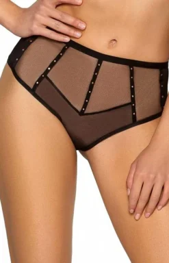 NOVIKA Pois pois N03 czarny biustonosz soft z ozdobnymi paskami