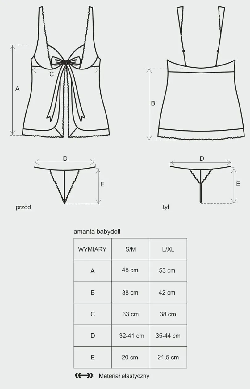 Damskie Obsessive Koszulki|Seksowna Koszula Nocna - Amanta koszulka babydoll i stringi komplet