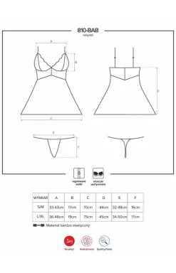 Damskie Obsessive Koszulki|Seksowna Koszula Nocna - 810-BAB-1 czarna koszulka babydoll i stringi