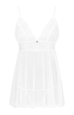 Obsessive biała prześwitująca koszulka babydoll i stringi Heavenlly