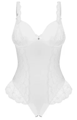 Obsessive Body|Body - białe body damskie z fiszbinami i otwartym krokiem Weddya Bride