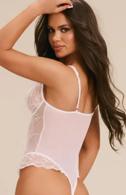 Obsessive Body|Body - białe body damskie z fiszbinami i otwartym krokiem Weddya Bride