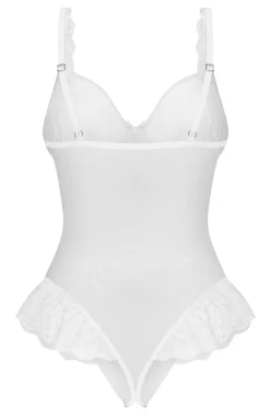 Obsessive Body|Body - białe body damskie z fiszbinami i otwartym krokiem Weddya Bride