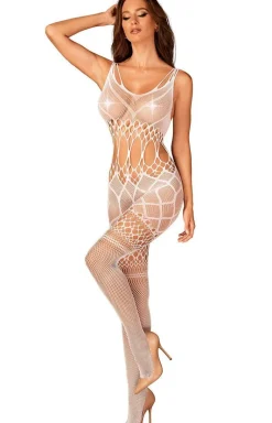 Obsessive białe bodystocking z otwartym rokiem G330