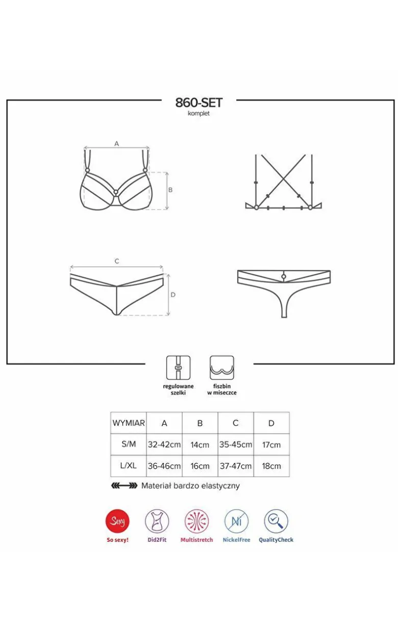 Obsessive biały koronkowy komplet bielizny miękki biustonosz i stringi 860-SET-2