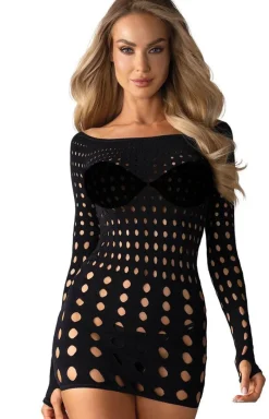 Obsessive Bodystocking|Koszulki - bodystocking sukienka czarna Rocker black dress