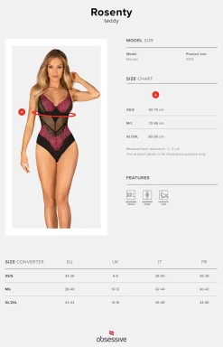 Obsessive body z różowym haftem Rosenty