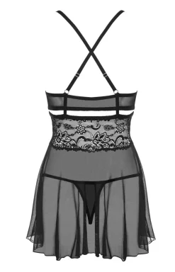 Obsessive czarna koszulka babydoll i stringi 838-BAB