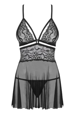 Obsessive czarna koszulka babydoll i stringi 838-BAB