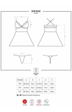 Obsessive czarna koszulka babydoll i stringi 838-BAB